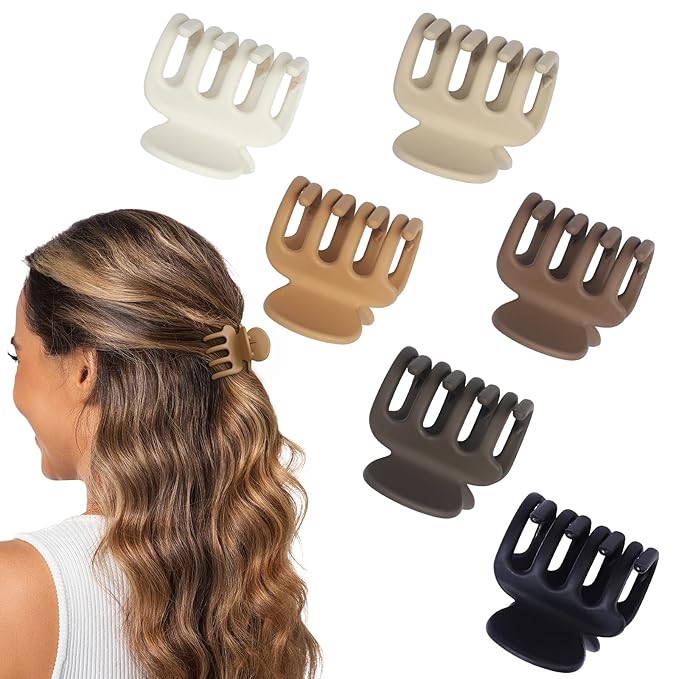 6 Pcs Hair Clips Small Claw Clips for Thin Hair Medium Matte Non-slip Hair Accessories for Women and Girls (Coffee)
