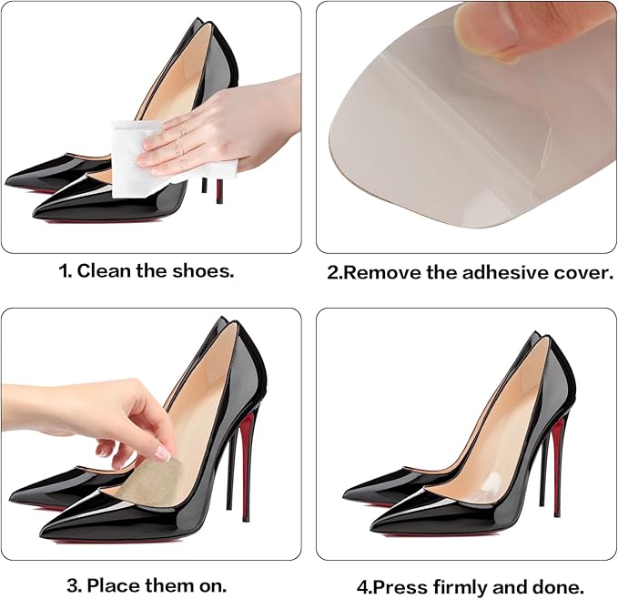 6 Pairs Metatarsal Pads for Women, Forefoot Cushion Inserts for Women Shoes, Non-Sliding Insole Pads for Open Toe Shoes, Ball of Foot Cushions, Shoe Filler, Reduce Foot Slip