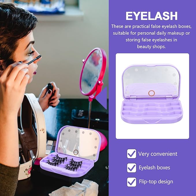 Eyelash Case Empty Eyelashes Storage Box with Led Mirror Travel Eyelash Storage Box Eyelash Container Lash Organizer
