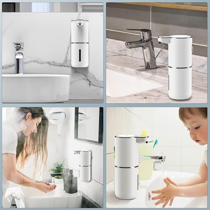 HOMELYLIFE Automatic Foam Soap Dispenser, 12.85oz Touchless Soap Dispenser with Smart Display, 4 Levels Adjustable Liquid Hand Free Dispenser, Dish Foam Dispenser for Kitchen, Bathroom, Public Places