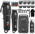 Hair Clippers for Men, 4-Piece Professional Grooming Kit Includes Hair Clipper, LED Power Display,Detail Trimmer and Nose Trimmer, Complete Cordless Set for Home Barber Use (Black)