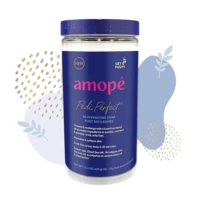 Amopé Pedi Perfect Rejuvenating Foot Soak & Bath Bombs,Relaxing Foot Spa Fizzies &Epsom Salt,Dead Sea & Himalayan Salt,Tea Tree Oil,Shea Butter to Soothe, Hydrate & Soften Tired Feet(Pack of 336)