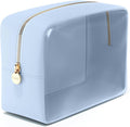 Embla Clear Large Makeup Bag Cute Big Make Up Nylon Pouches Travel Bathroom Bags for Toiletries XL Cosmetic Pouch for Women Girls Extra Large Zipper Toiletry Skincare Organizer Blue