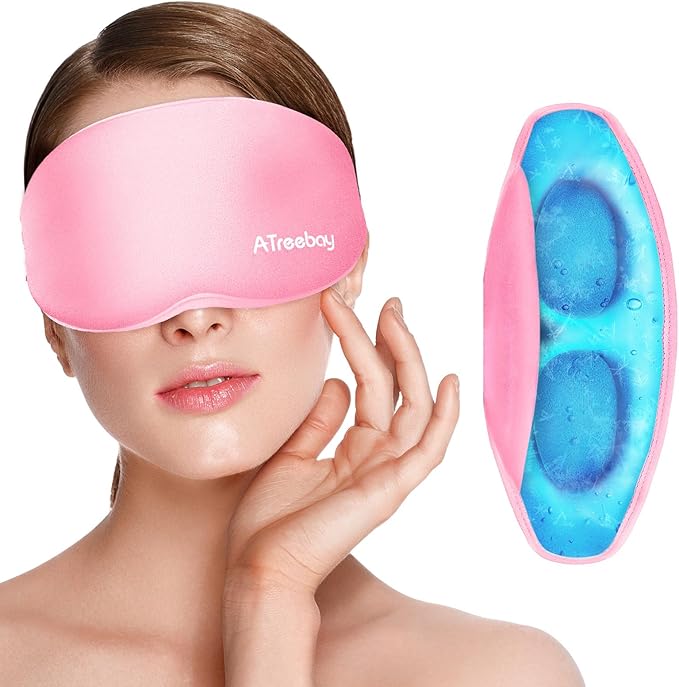 Cooling Eye Mask, Cold Eye Mask for Puffiness, Reusable Ice Eye Masks for Dark Circles, Puffy Eyes, Relieve Migraines and Headaches with Gel Eye Masks Therapy, Long-Lasting Comfort (Pink of 3D)
