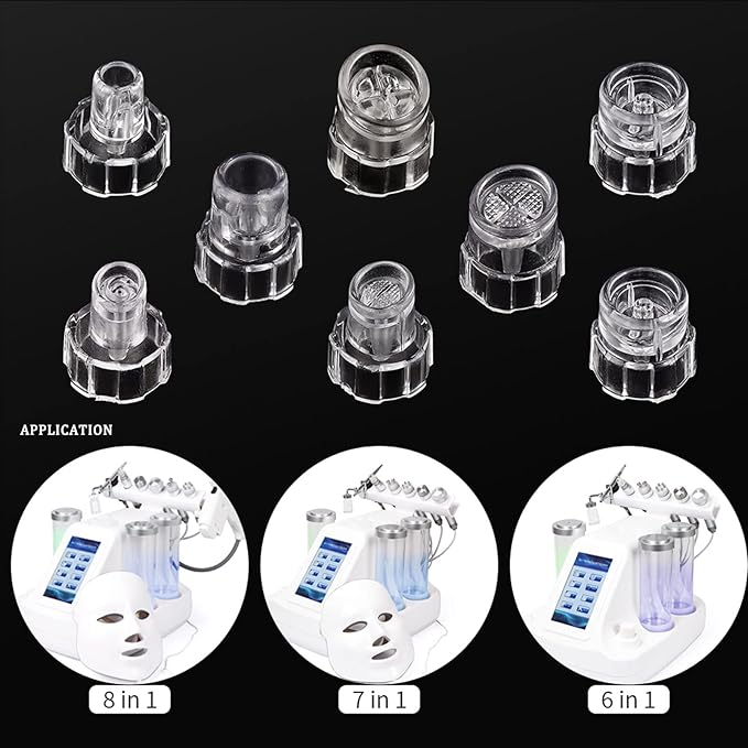 Elitzia Plastic Microderma Heads Facial Aqua Peel Tips Water Peeling Caps Facial Care Skin Cleaning Tool Beauty Machine Replacement Spare Parts 8pcs Per Set （Transparent）