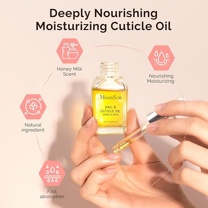 MelodySusie 25ML Cuticle Oil,Cuticle Nourishes, Promotes Nail Growth and Strength for Home and Salon Use Honey Milk
