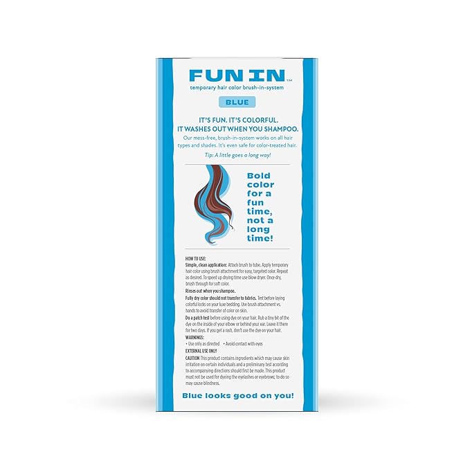 Fun In by Sun In Temporary Hair Color with Easy Brush Applicator for Kids, Teens & Adults - Washable One day color for Festivals, Events & Parties - All Hair Types