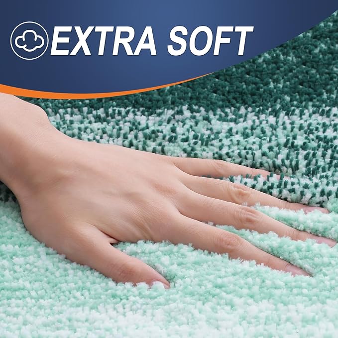 OLANLY Bathroom Rugs Sets 3 Piece, Soft Absorbent Microfiber Bath Mats and U-Shaped Contour Toilet Rug, Plush Shaggy Bath Mat Set for Bathroom (36"x24"+24"x16"+24"x20", Blackish Green)