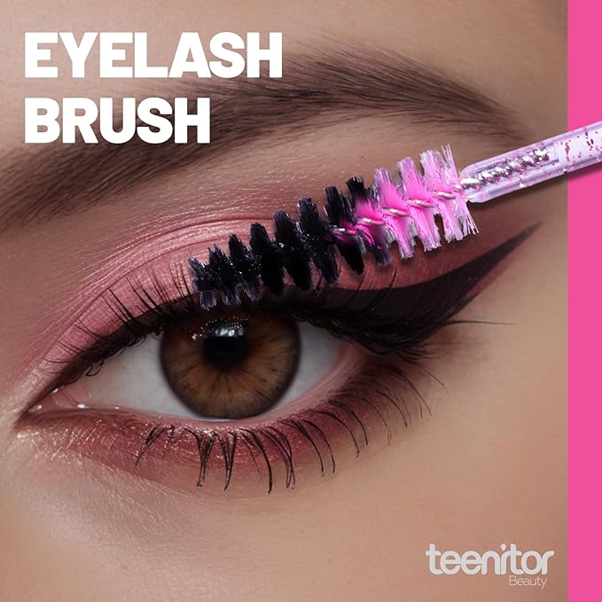 Teenitor 200pcs Lip Applicators Disposable and Mascara Wands, 100pcs Lip Wands, 100pcs Disposable Mascara Wand, Crystal Pink
