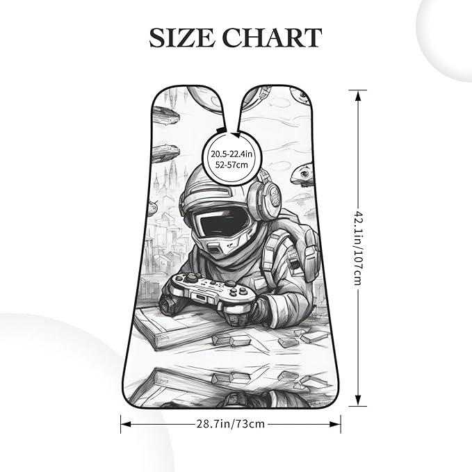 Monochrome Sketch Style Gaming Print Beard Bib Shaving Apron, Beard Hair Trimming Cape Gift For Dad