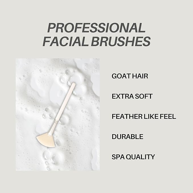 Soft Fluffy Goat Hair Professional Facial Esthetician Brushes (Black)