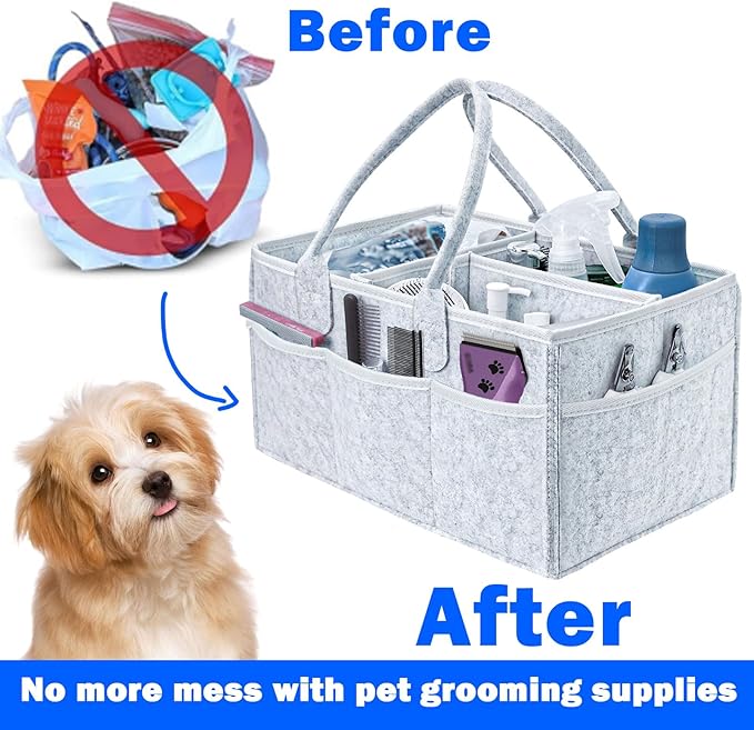 Pet Grooming Tote Bag, Dog Storage Organizer for Grooming Supplies Multiple Pockets, Lightweight and Durable Design (Bag Only)