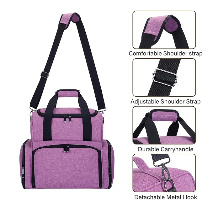 Nail Polish Organizer Holds 80 Bottles & Nail Art Lamp, Portable Large Capacity Storage with 2 Removable Storage Bags Suitable for Manicurists and Manicure Enthusiasts(Purple)