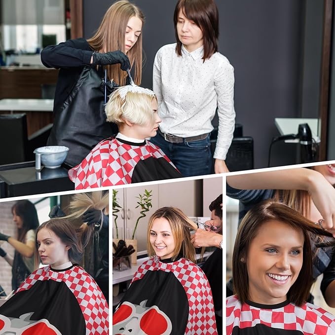 Professional Hair Cutting Cape with Neck Duster Brush, Waterproof Salon Barber Cape with Snaps, Barber Accessories