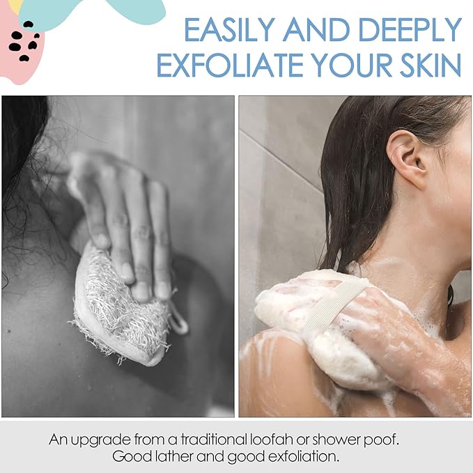 Evridwear Exfoliating Body Scrubber Heavy Exfoliating Bath Sponges for Men Women Shower Exfoliator Dead Skin Remover Loofah for Cleansing 3 Count Value Pack (Macaroon)