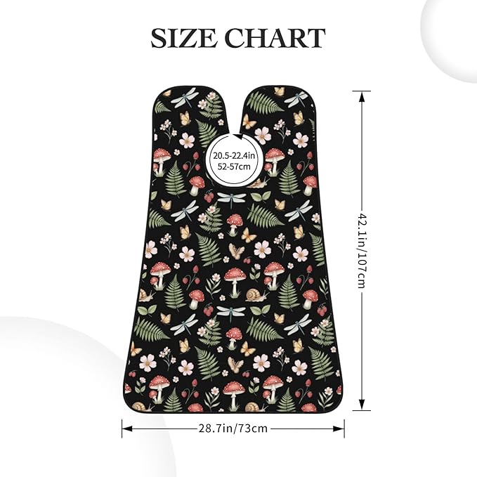 Adjustable Non-Stick Beard Apron, Hair Catcher Cape for Shaving Grooming, Waterproof with Suction Cups Men, Mystery Vintage Magic Witch Mushroom Leaf Shave Bib