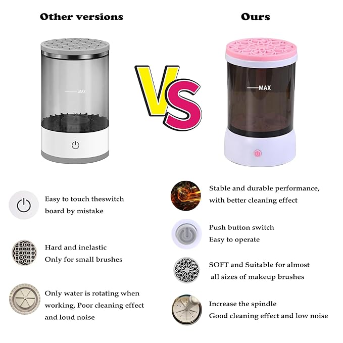 Electric Makeup Brush Cleaner,Upgrade Makeup Brush Cleaning Machine with 1200 mAh Rechargeable Automatic Silent Makeup Brush Washer for Makeup Brush Set and All Size Brushes (Pink)