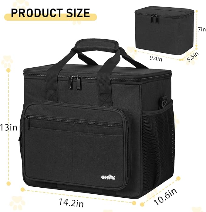 GMAK Large Pet Grooming Bag, Dog Grooming Tote Bags Supplies Organizer Case Pets Tools Organizer Tote for Dog Cat Grooming Tool Kit and Accessories, Black(Bag Only)