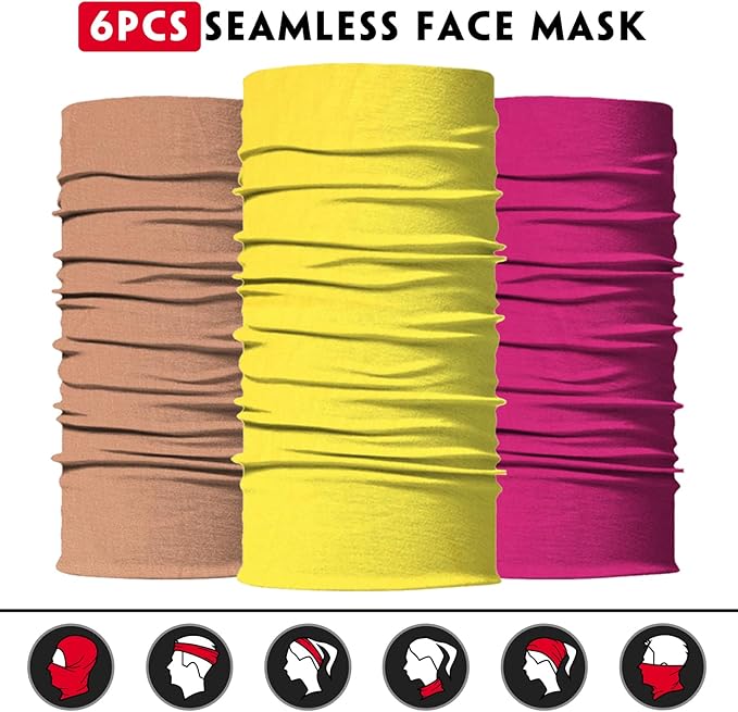Venswell Neck Gaiter Face Mask Men Women,Seamless Bandana Rave Face Cover Scarf Mask,Balaclava,Headband, Head Wrap,Headwear