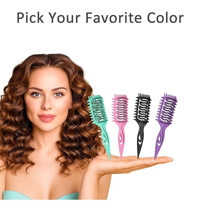 Curl Defining Brush, Curly Hair Brush for Detangling Shaping and Styling Curly Hair, Vented Candy Brush for Wet or Dry Hair Types for Women and Girl, Defining with Side Gear, Reduces Frizz (Black)