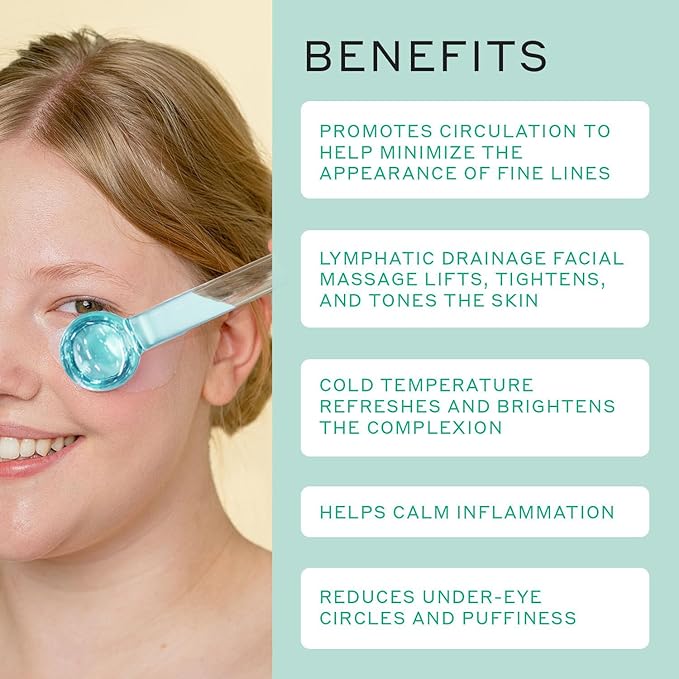 SportEmblema Ice Globes for Face & Eyes,Facials Cold Roller Cooling Globes for Skin Tightening & Anti-Aging Reusable Ice Facial Roller for Reduction of Puffiness & Wrinkles Dark Circles,Headaches-Blue