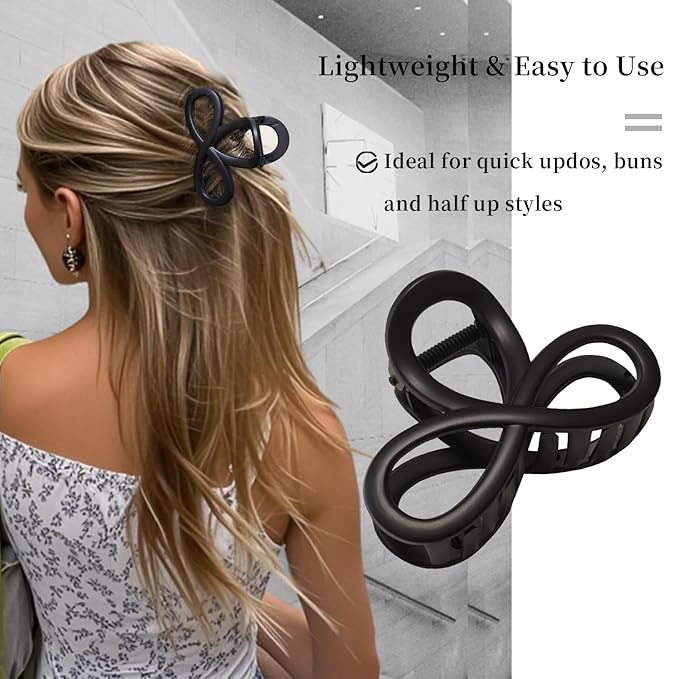 3.3 Inch Hair Claw Clips, Unbreakable No Slip Matte Claw Clip for Women's Thin & Medium Thick Fine Hair, 3 Pack