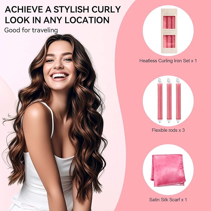 Heatless Curls Overnight Set - Jumbo Overnight Hair Curlers to Sleep In, Soft Velvet Hair Rollers for Women, No Damage Curls Styling Tools 4pcs