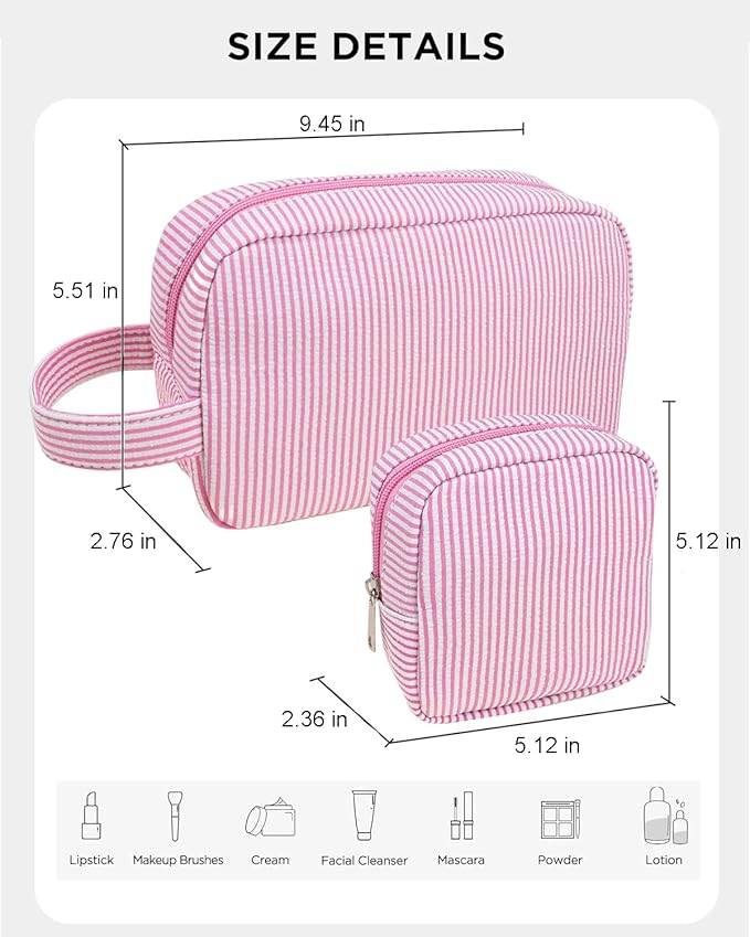 2Pcs Mini Makeup Bag, Small Makeup Pouches for Purse Cute Cosmetics Bag Pouch with Slip-in Pockets Small Travel Toiletry Bag Zipper Makeup Aesthetic Accessories Storage Bag