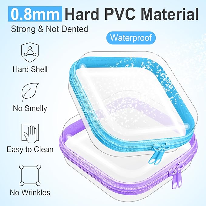 Hoolerry 4 Pcs Hard Clear Zipper Case Makeup Bags Plastic Zipper Pouch Transparent Storage Box Containers for Cosmetics, Snacks, Building Blocks, Puzzles(Clear,5 x 5 x 2 in,Multicolor)