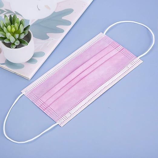 Borje Pink Disposable Face Mask 100 Pcs Pink Face Masks 3 Ply Protection Masks