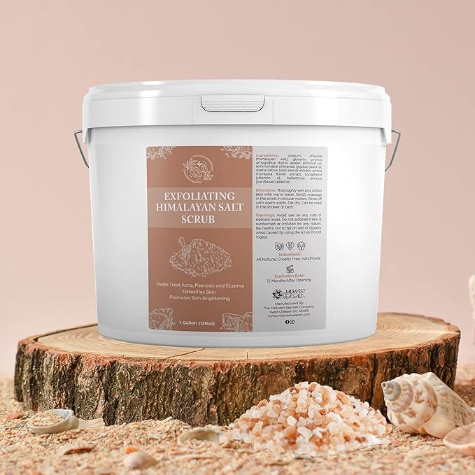The Midwest Sea Salt Company - Exfoliating Himalayan Salt Scrub - 128oz - Peppermint - Exfoliating Body Scrub