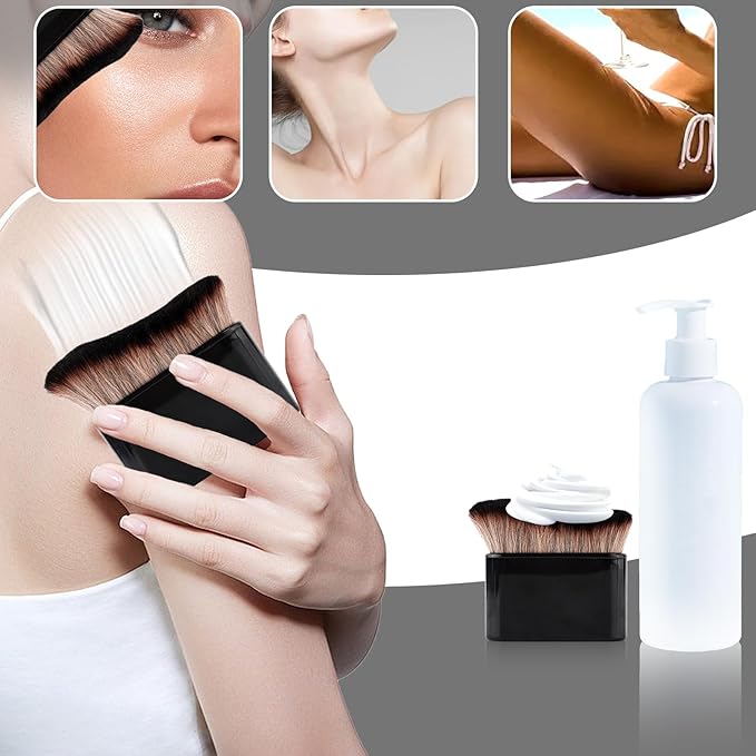 Self Tanning Brush, Self Tanner Applicator Blend Brush for Beauty Tan Bronzer, Foundation Makeup Spray Tan Blending Body Brushes for Face Leg(Black-Brown)