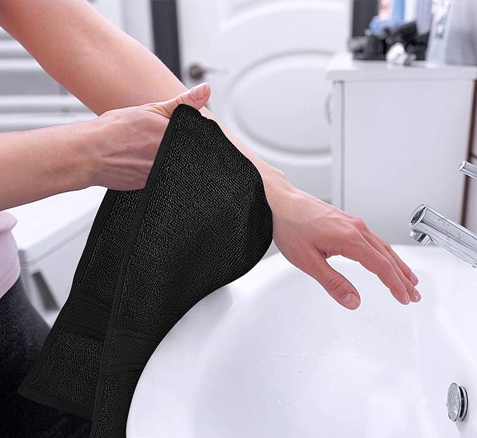 Utopia Towels 6 Pack Premium Hand Towels Set, 16 by 28 inches, 100% Ring Spun Cotton, Ultra Soft and Highly Absorbent 600GSM Towels for Bathroom, Gym, Shower, Hotel, and Spa, Black
