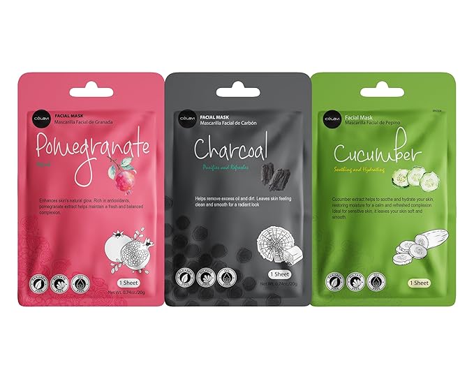 Celavi Essence Facial Face Mask Paper Sheet Korea Skin Care Moisturizing 9 Pack (Mix of 9)