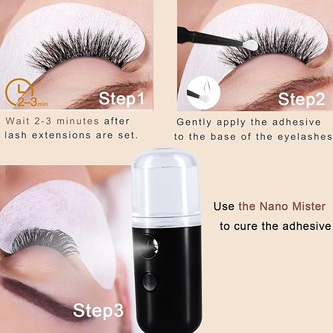 2Pack Kingsmile Facial Mister, Portable Face Mister, Cool Nano Mist Sprayer for Face Hydrating, Mini Handy Mister for Eyelash Extensions with 1oz Large Capacity Screwing Visual Water Tank Black/White