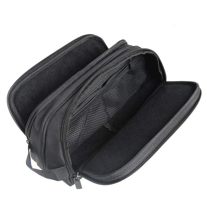 Damero Travel Organizer, Men Grooming Storage Bag with Two Compartments for Electronic Shaver, Hair Clipper, Beard Trimmer and Attachment, Roomy, Lightweight and Portable, Black