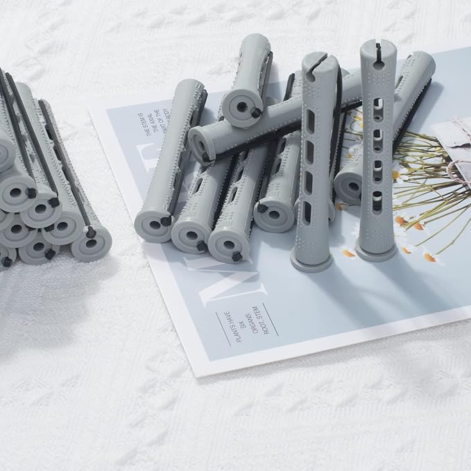 Perm Rods,60 pcs Hair Rollers for Natural Hair Long Short Styling Tool Curlers Small Size 0.59 inch Gray Color