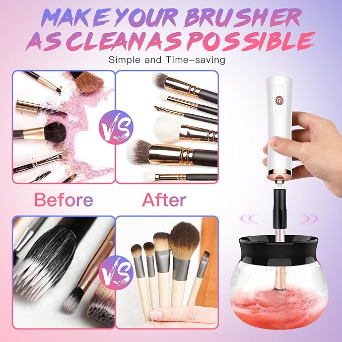 Electric Makeup Brush Cleaner Machine - Makeup Brush Cleaner for Brushes Wash and Dry Quickly -Perfect for Daily Makeup or Frequently Used Makeup Brushes