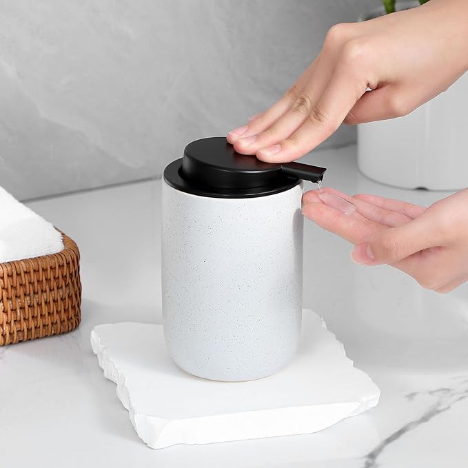 Hand Soap Dispenser for Bathroom Decro, Ceramic Liquid Pump Bottles Refillable Dish Dispenser for Kitchen Farmhouse Colleage Dorm, Matte Blue
