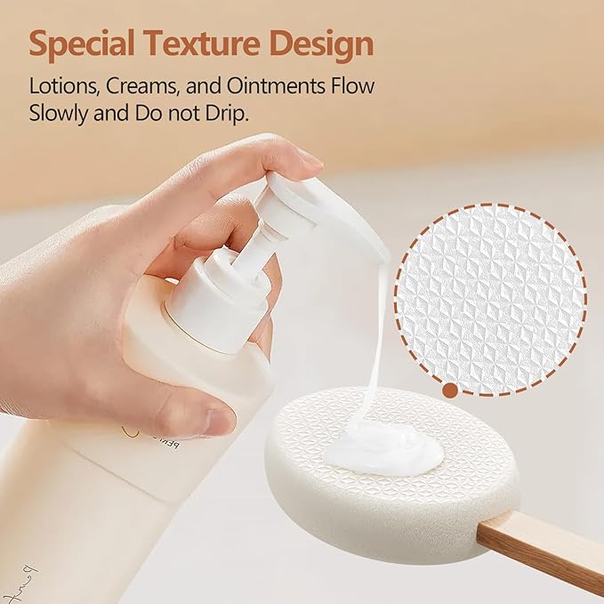 Lotion Applicator for Back and Feet with 2 Replaceable Pads, 17" Back Lotion Applicator for Women, Elderly Apply to Lotion, Suncreen, Cream Medicine, White