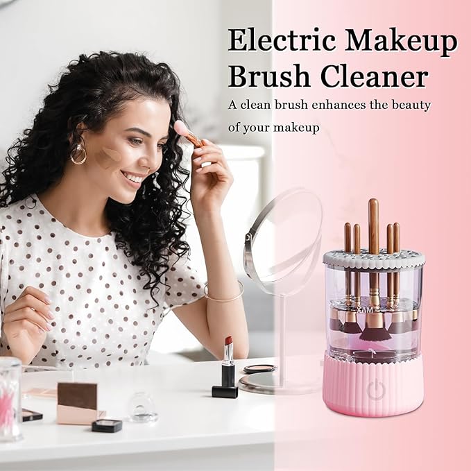 Automatic Makeup Brush Cleaner, Makeup Brush Cleaner Machine, Make Up Brush Cleaner Suitable for Various Sizes of Makeup Brushes,Cleaning and Drying 2 in1 Electric Makeup Brush Cleaners.