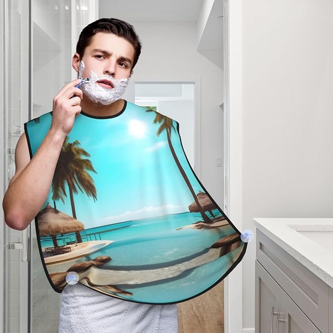 Pansy Perfection Print Beard Bib Shaving Apron, Beard Hair Trimming Cape Gift For Dad
