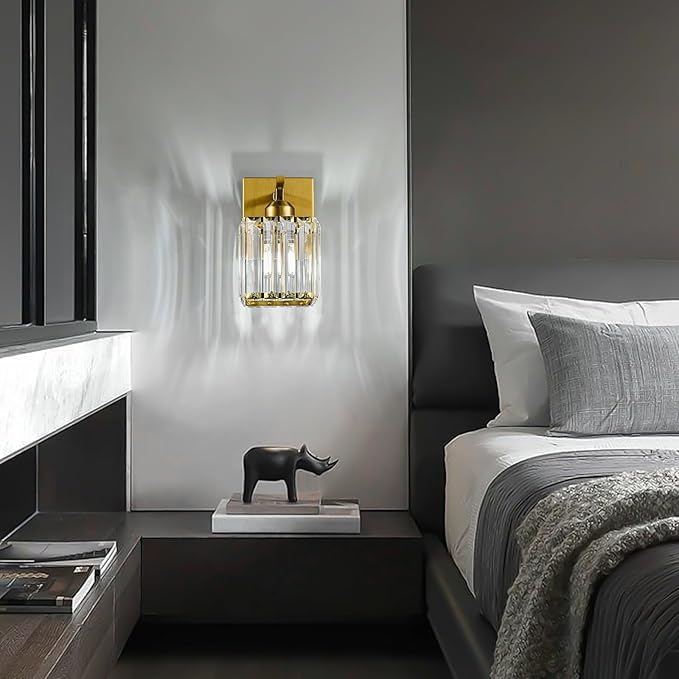 Wall Sconces Crystal Gold Wall Sconce Set of Two Indoor Wall Lamp Modern Wall Light Bathroom Vanity Light Fixtures Wall Lighting Wall Mounted Room Sconce