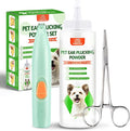 Dog Ear Powder Hair Removal Kit–Safe Grooming Set with 30g Ear Powder, LED Silent Trimmer & 5.5in Tweezers All-in-One Ear Care Solution for Dogs &Cats,Odor Control & Hygiene Support, Home Grooming Kit