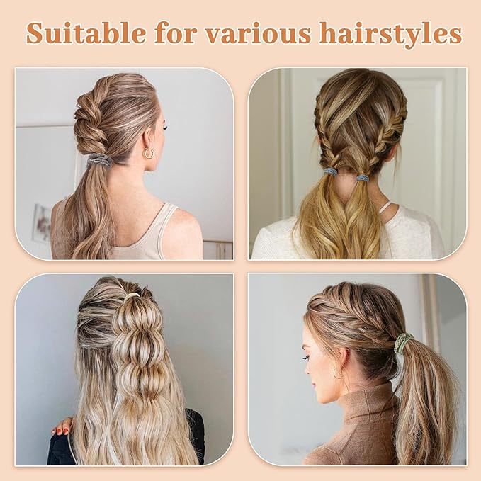 25 PCS Bohemian Hair Accessories: Lightweight Ponytail Holders in 5 Styles, 2.36" No Damage Hair Ties for Thick or Thin Hair