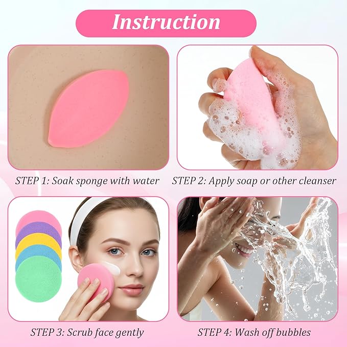 480 Pcs Compressed Facial Sponges, Face Cleansing Sponge Estheticians Compressed Makeup Facial Sponge Round Wash Face Sponges for Women Compress Exfoliating Removal Sponge (5 Colors)