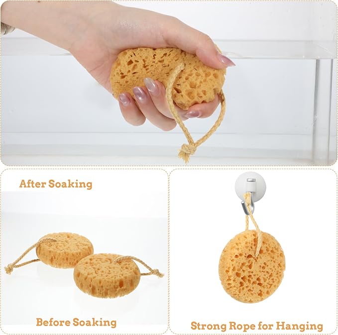 Bath Sponges for Shower, 2 Pcs Round Shower Sponge Soft Loofah Exfoliating Sponge Body Scrubber for Women Men Home Bathroom Face Body Washing Bathing Deep Cleansing