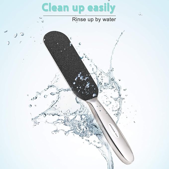 Professional Pedicure Foot File,Coarse/Fine Double Side and Reusable Stainless Steel Cracked Skin Corns Callus Remover Feet Rasp