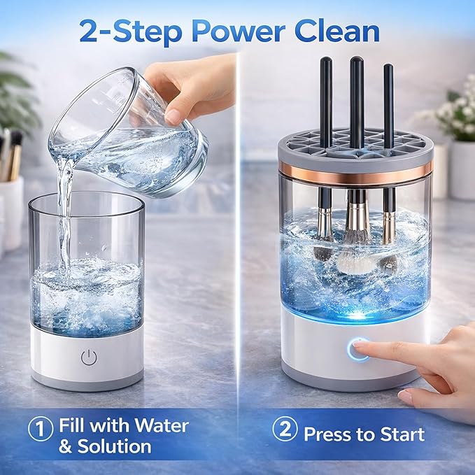 TARSHYRY Electric Makeup Brush Cleaner Machine, Automatic Brush Cleaner Spinner Dryer, Cleanser Tool for All Size Makeup Brushes