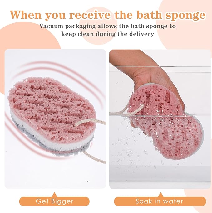 3PCS Bath Sponge for Women Soft Bath Sponge Gentle Sponge Loofah Body Scrubber Shower Sponge for Body Wash Bathroom Deep Cleansing Bathing Sponge Bathing Accessories